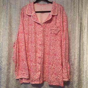 NWOT Vintage Catherines Serenada Pajama Top, Super Soft, Pink Paisley, Plus 4X